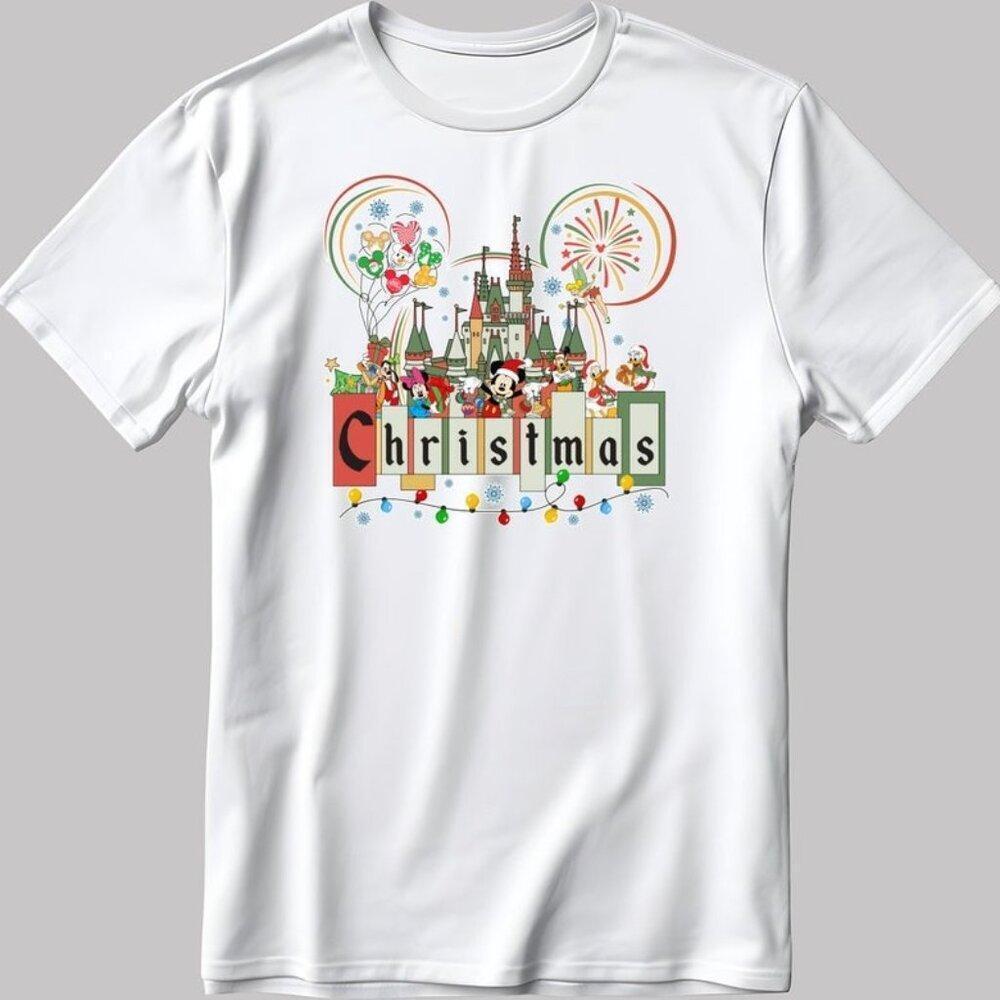 Mickey Merry Christmas Disney Graphic T-Shirt Holiday Xmas Gift Cartoon Fan
